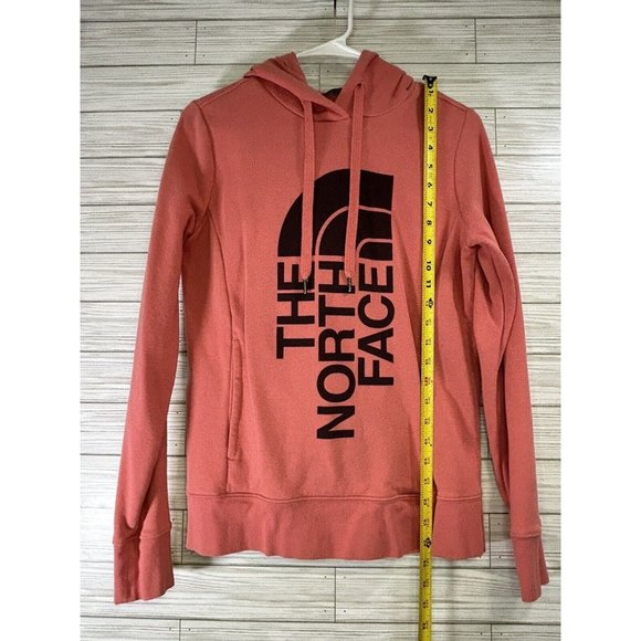 The North Face Women's Hoodie Sweatshirt Coral Pink with Black Kangaroo SZ Small - Picture 4 of 5